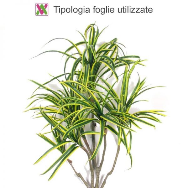 Dracena Artificiale variegata, foglie mini - tronco Jamaica - h. 200 cm. - immagine 4